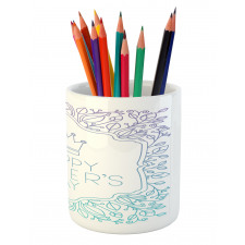 Vibrant Leafy Design Pencil Pen Holder