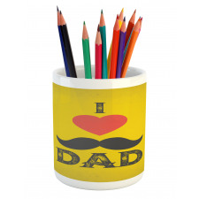 Grunge Heart Mustache Pencil Pen Holder