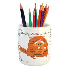 Dad and Kitten Flowers Pencil Pen Holder