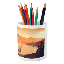 Bird Mountain Reindeer Pencil Pen Holder