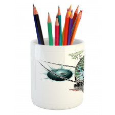 Futuristic Girl Planets Pencil Pen Holder