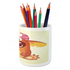 Fluffy Cheerful Character Pencil Pen Holder