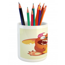 Fluffy Cheerful Character Pencil Pen Holder