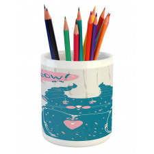 Meow Cat Speech Bubble Pencil Pen Holder