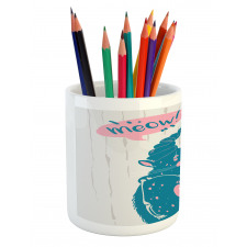 Meow Cat Speech Bubble Pencil Pen Holder