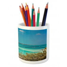 Anchored Boats in Sea Pencil Pen Holder