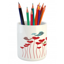 Spring Hearts Birds Pencil Pen Holder