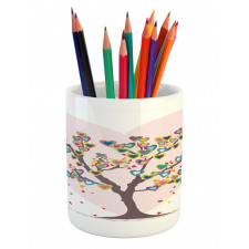 Tree with Leaves Floral Pencil Pen Holder