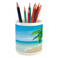 Palm Tree Calm Ocean Pencil Pen Holder