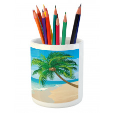 Palm Tree Calm Ocean Pencil Pen Holder