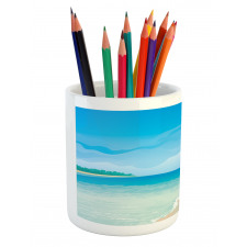 Palm Tree Calm Ocean Pencil Pen Holder