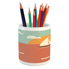 Sailboat Dawning Sun Pencil Pen Holder