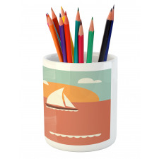 Sailboat Dawning Sun Pencil Pen Holder