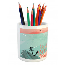 Woman Cycling in Sea Pencil Pen Holder