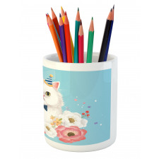 Graphical Fluffy Kitten Party Pencil Pen Holder