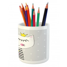 Meow Princess with a Crown Pencil Pen Holder