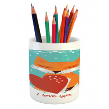 Romantic Theme Fox Heart Pencil Pen Holder