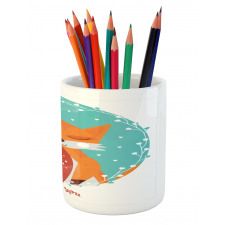 Romantic Theme Fox Heart Pencil Pen Holder