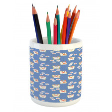 Maneki-Neko Cats Pattern Pencil Pen Holder