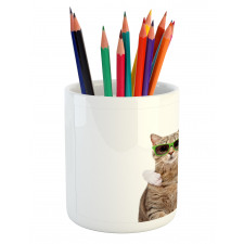 Cat and Dog in Sunglasses Pencil Pen Holder