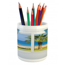 Shore Palm Tree Island Pencil Pen Holder