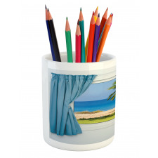 Shore Palm Tree Island Pencil Pen Holder