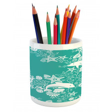 Dolphins and Flowers Pencil Pen Holder