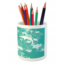 Dolphins and Flowers Pencil Pen Holder