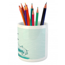 Sea Waves Sketch Art Pencil Pen Holder