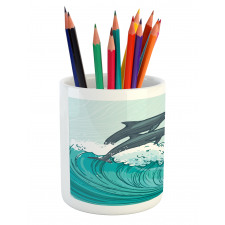 Sea Waves Sketch Art Pencil Pen Holder