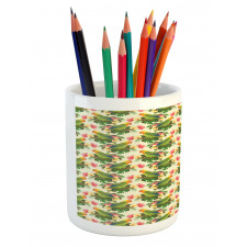 Tropical Floral Parrot Pencil Pen Holder