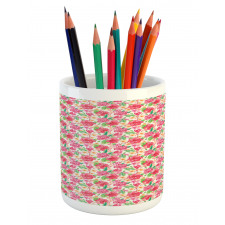 Summer Tropical Flowers Pencil Pen Holder