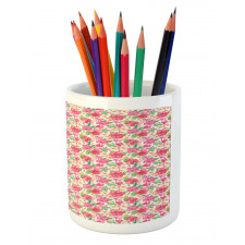 Summer Tropical Flowers Pencil Pen Holder