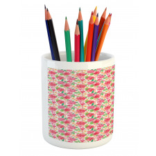 Summer Tropical Flowers Pencil Pen Holder