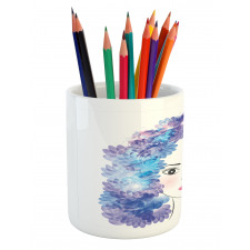 Surreal Floral Girl Pencil Pen Holder