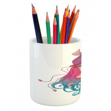 Colorful Hair Girl Pencil Pen Holder