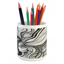 Surreal Striped Hair Pencil Pen Holder