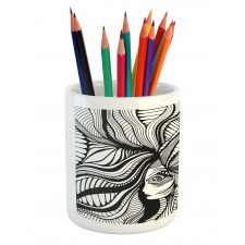 Surreal Striped Hair Pencil Pen Holder