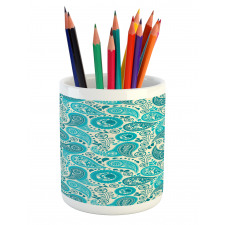 Paisley Blue Flowers Pencil Pen Holder