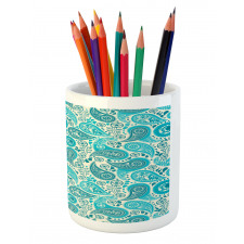 Paisley Blue Flowers Pencil Pen Holder