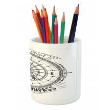 Monochrome Compass Pencil Pen Holder