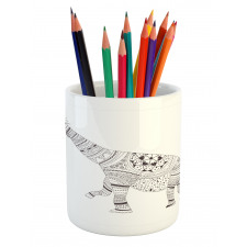 Monochrome Zentangle Dinosaur Pencil Pen Holder