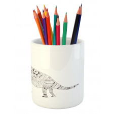 Monochrome Zentangle Dinosaur Pencil Pen Holder