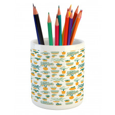 Tropical Blossom in Pots Pencil Pen Holder