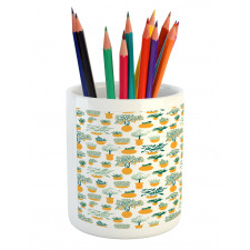 Tropical Blossom in Pots Pencil Pen Holder