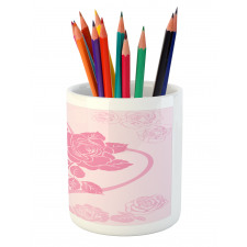 Roses in Heart Pencil Pen Holder