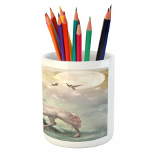 Fantasy Leaves Birds Pencil Pen Holder