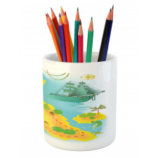 Map of a Treasure Island Pencil Pen Holder