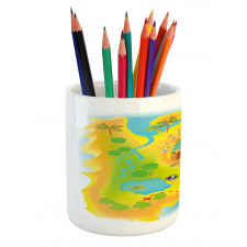 Map of a Treasure Island Pencil Pen Holder