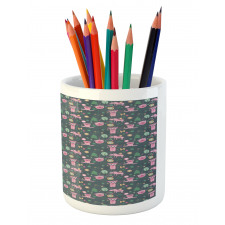 Piglets Flowers Birds Trees Pencil Pen Holder